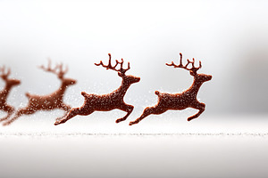 Group of red reindeer gracefully run, a Holiday Photo by MistyDay