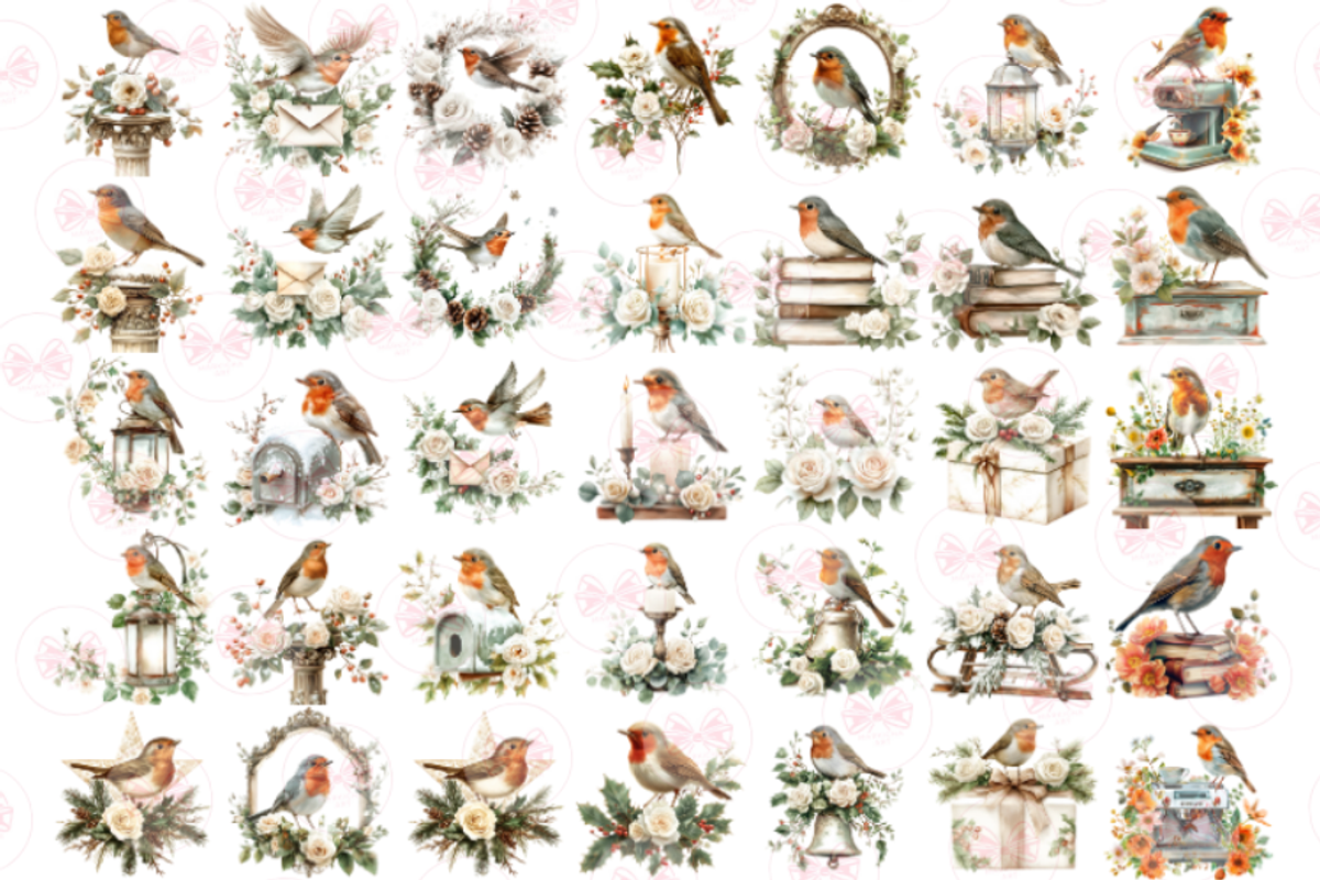 Christmas Robin Bird Clipart Bundle, an Illustration by Markicha Art (Photo 4 of 7)