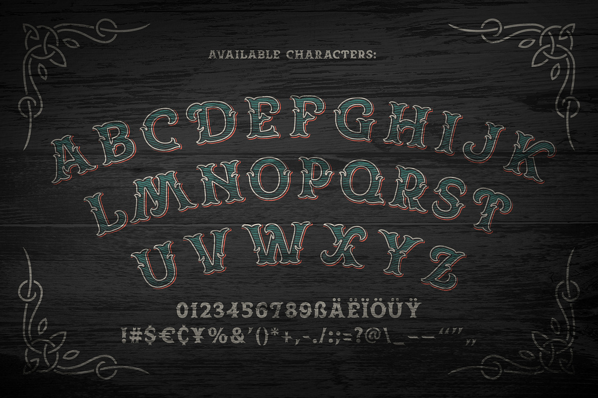 Spirit Board font set preview 2