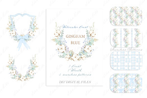 Blue Gingham Wedding Family Crest