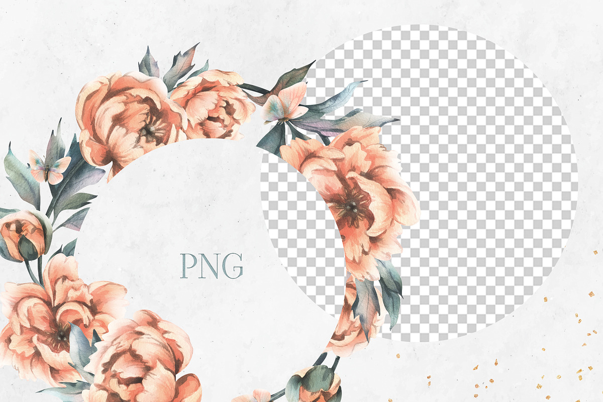 Peachy Peonies Watercolor Wreaths, an Illustration by NATASHA CHU (Photo 3 of 3)