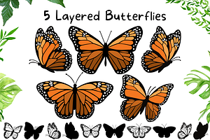 5 Layered Monarch Butterflies