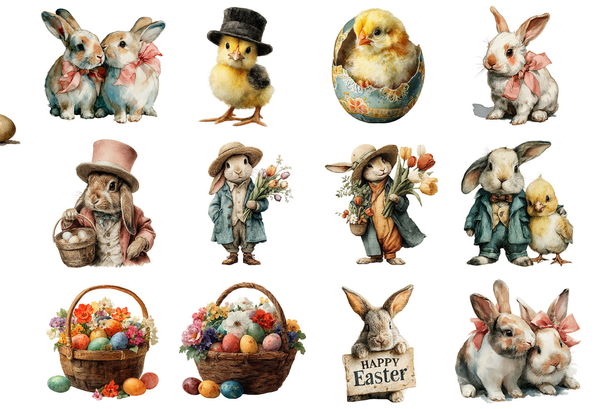 Vintage Easter Clipart, an Illustration by DreamArtGraphic (Photo 4 of 4)