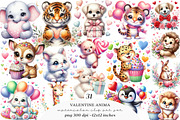 Cute Valentine Animal Clipart Bundle, an Illustration by SinaCreation (Thumbnail 1 of 11)
