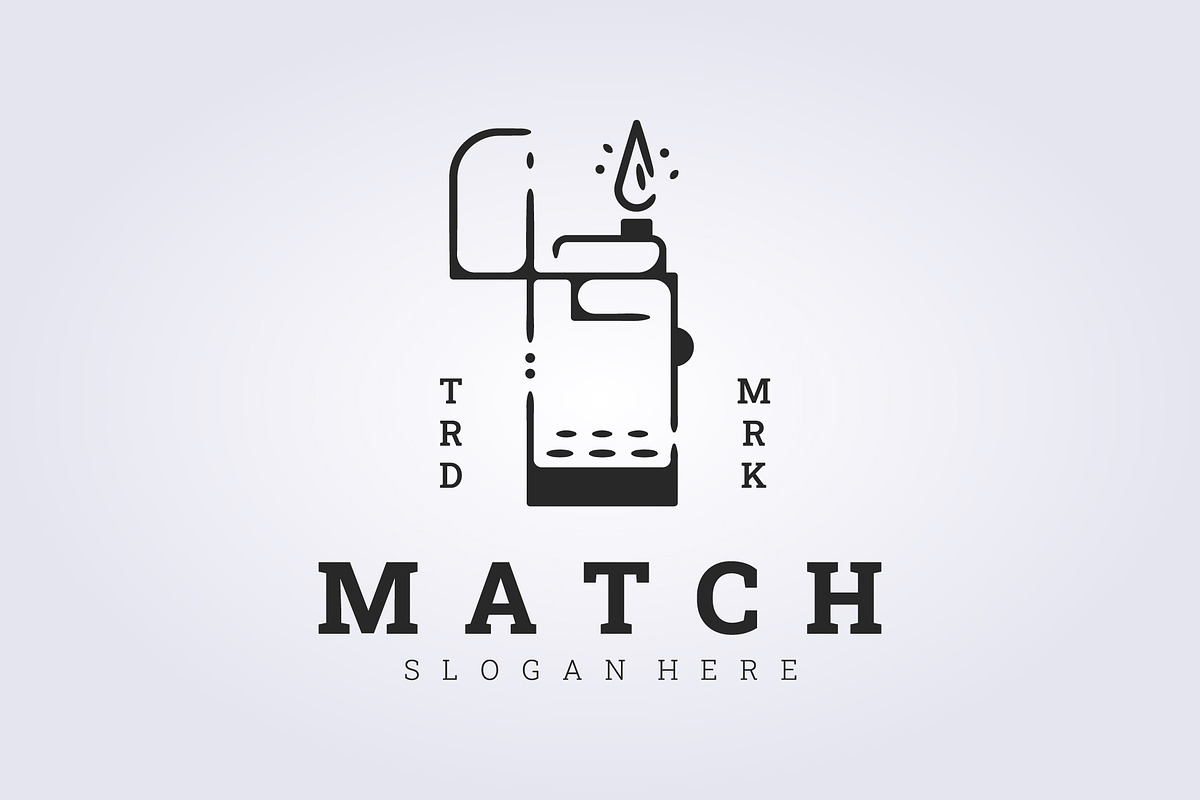 line art match lighter logo template, a Branding & Logo Template by Lodzrov