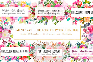 Watercolor flower bundle
