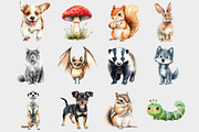 Watercolor Woodland Animals Clipart, a Seasonal Illustration by Design Market (Thumbnail 2 of 5)