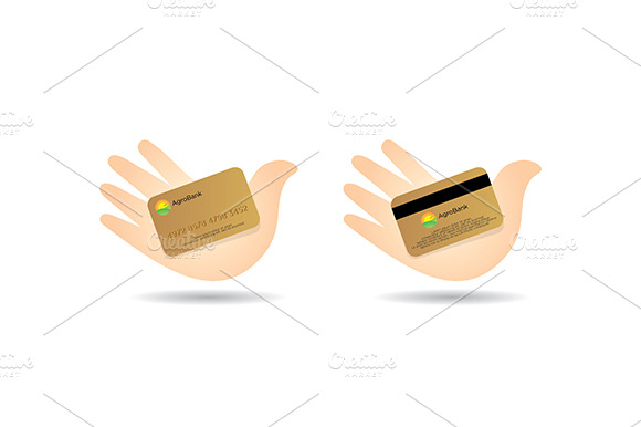 Banking Card In A Palm Vector Icon