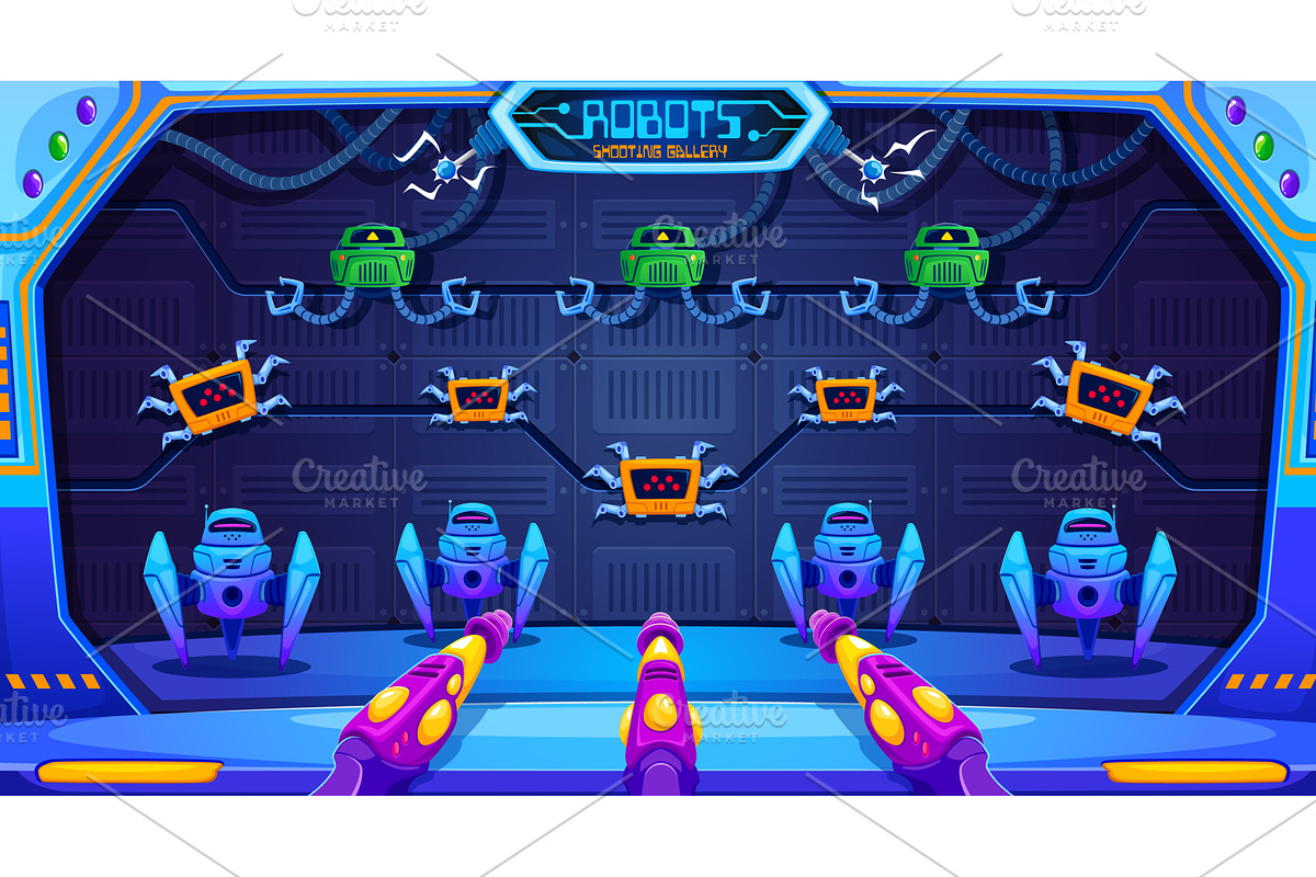 Robot hunting carnival shoot game, a Sport Illustration by Vector Tradition