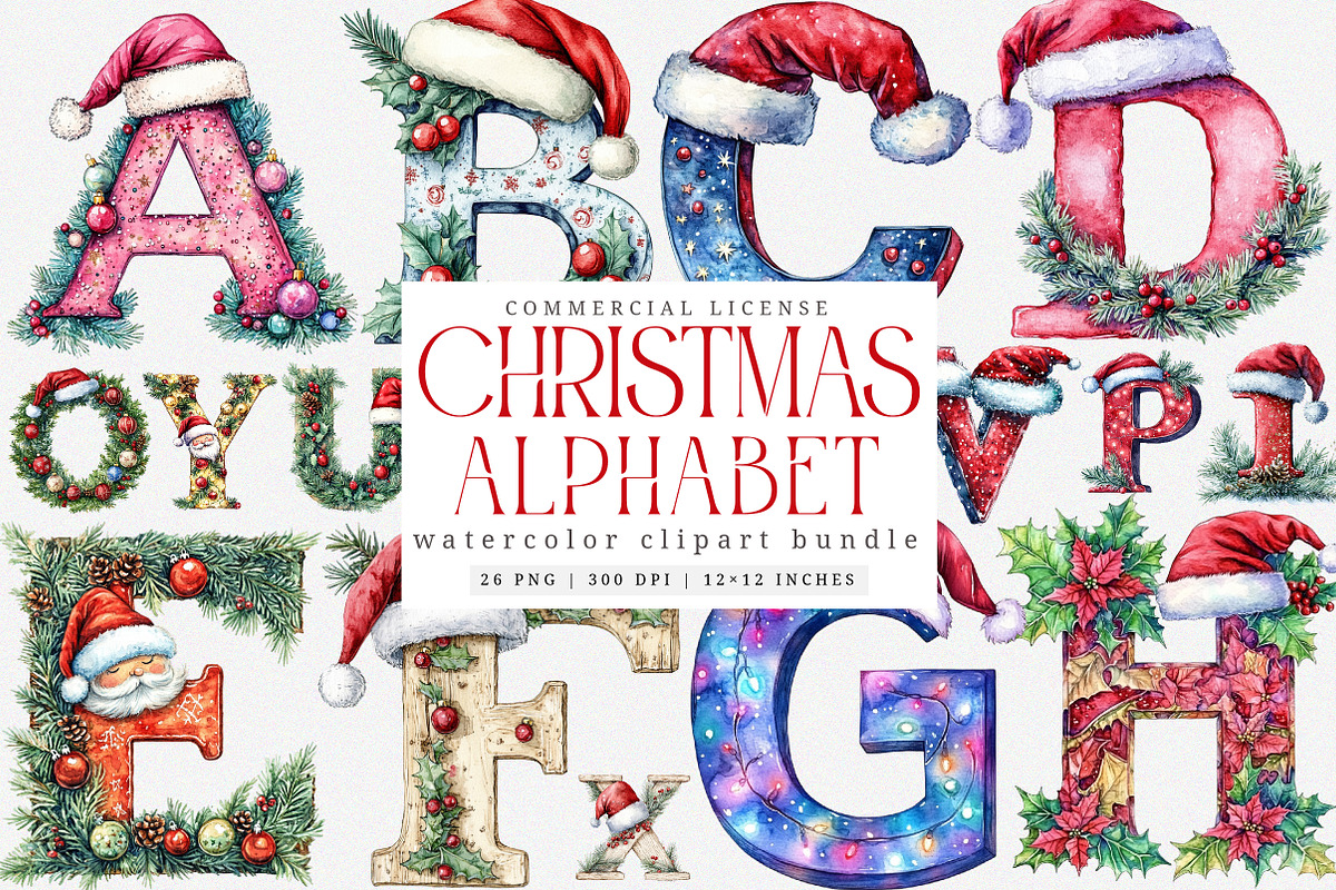 Christmas Alphabet Png Bundle_02, an Illustration by SinaCreation (Photo 1 of 7)