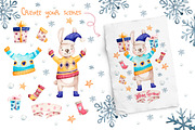 Cozy Christmas watercolor clipart, an Animal Illustration by UlitkaStudio (Thumbnail 5 of 9)