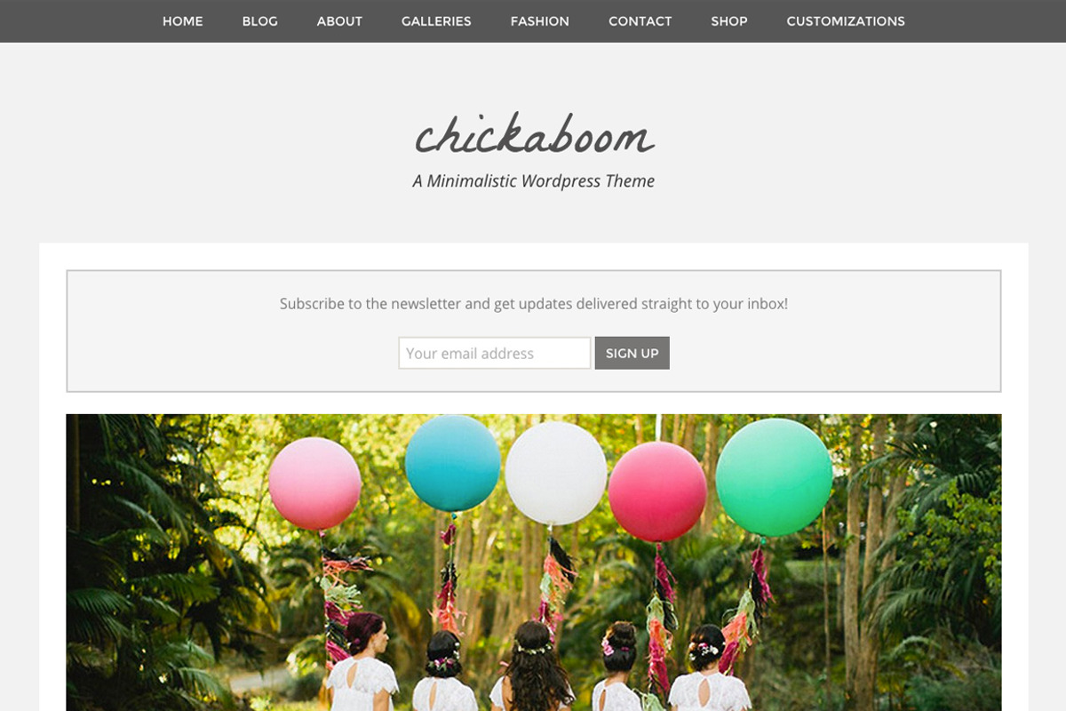 Chickaboom Feminine Wordpress Theme, a WordPress Template by angiemakeswebsites (Photo 1 of 5)