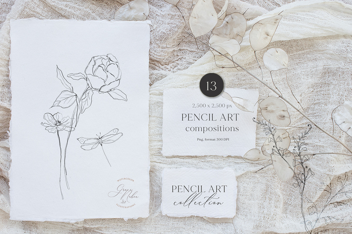 PENCIL ART- Floral line collection, an Illustration by Grace Noboa Illustrations (Photo 3 of 12)