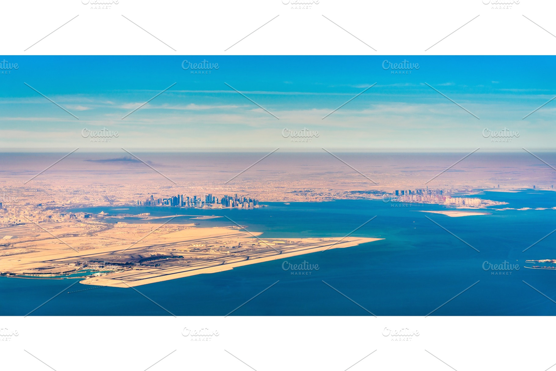 Aerial view of doha and hamad international airport qatar the middle east, a Transportation Photo by Leonid Andronov