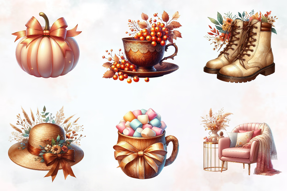 Neutral Rustic Coquette Fall Clipart, an Illustration by RobertsArt (Photo 6 of 7)