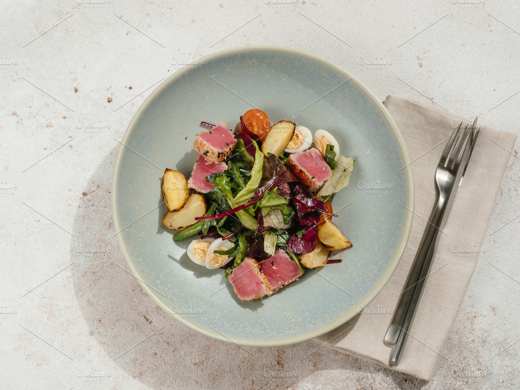 Seared Tuna Salad With Potatoes, a Food & Drink Photo by Fascinadora