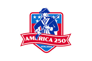 America 250 Years Patriot Retro Logo, an Illustration by patrimonio