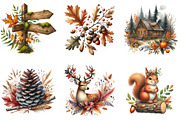 Watercolor Autumn Forest Clipart, a Seasonal Illustration by DreamArtGraphic (Thumbnail 3 of 4)