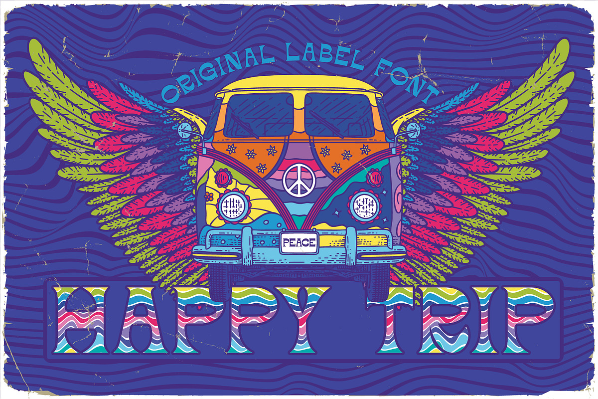 Happy Trip, a Symbol Font by Vozzy Vintage Fonts (Photo 1 of 8)