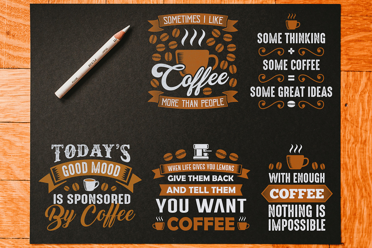 Coffee Quotes Crafts Vol 9, a Decorative Illustration by Tosca Digital (Photo 5 of 6)