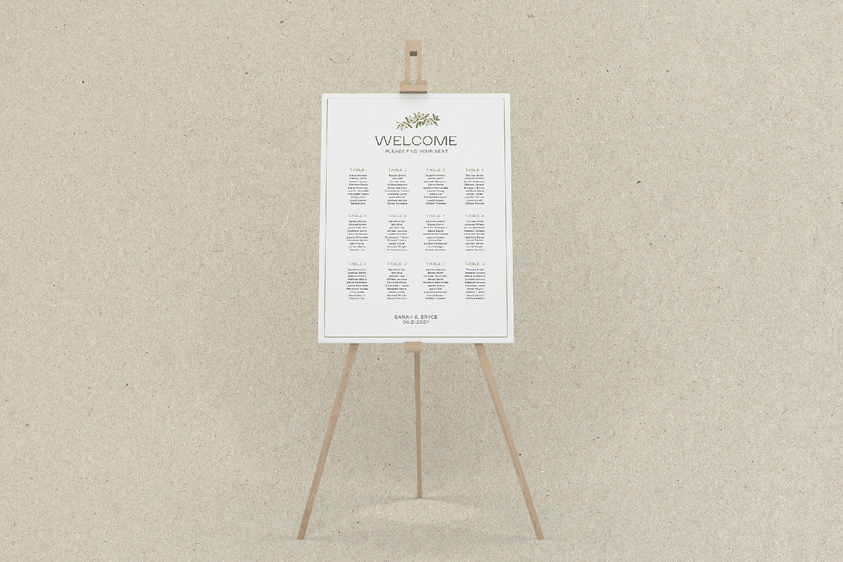 Green Floral Sitting Set Templates, a Stationery Template by Paraná Studio (Photo 6 of 10)