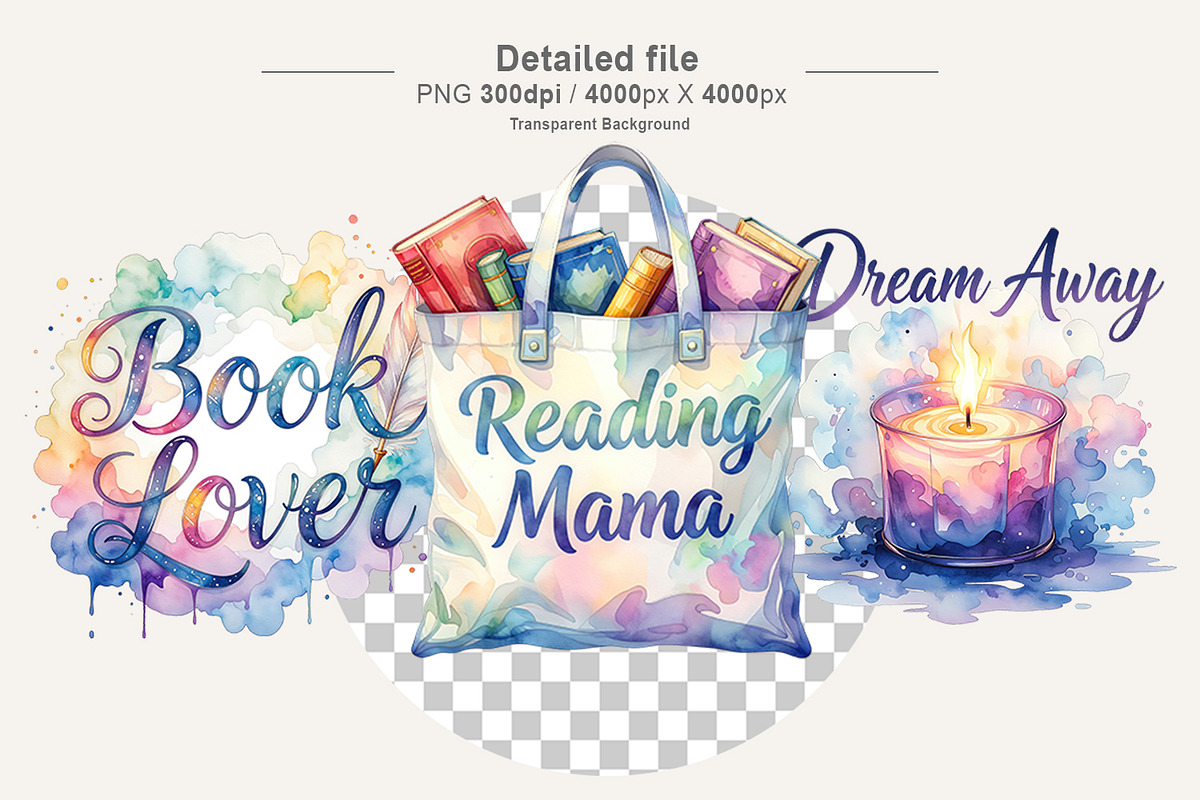 Vintage Bookish Sublimation PNG, an Illustration by Artnoy (Photo 3 of 8)