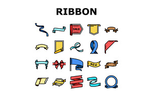 Ribbon Red Banner Design Gift Icons