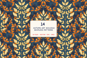 Art Nouveau Autumn Leaves Pattern