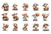 Whimsical Easter Farm Animals Clipar, an Illustration by CreationArt (Thumbnail 3 of 6)