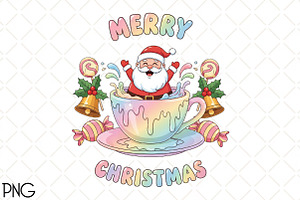 Merry Christmas, Groovy Santa Png, an Illustration by Black Bird Studio