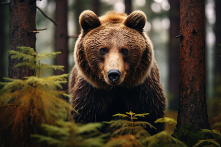 Brown bear in the forest at sunset t, a Photo by Iftikhar Alam