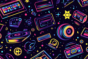 Retro 80s Neon Musical Vibes, a Background Graphic by Printable Treasure (Thumbnail 3 of 6)