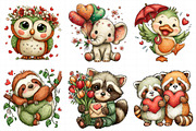 Valentine Animals Watercolor Clipart, an Illustration by Daily.Designs (Thumbnail 8 of 8)