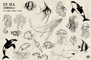 Sea animals line art + Procreate, an Illustration by Skliarova (Thumbnail 2 of 4)