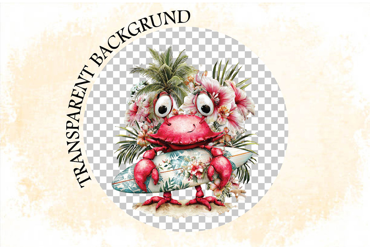 Whimsical Summer Crab Clipart Bundl, an Illustration by SVGArt (Photo 5 of 9)