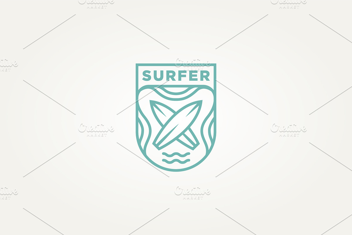 surfing minimalist line art logo, a Branding & Logo Template by Blazybone