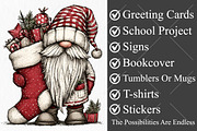 Whimsical Christmas Gnome Clipart, a Seasonal Illustration by Canvas Craft (Thumbnail 3 of 10)