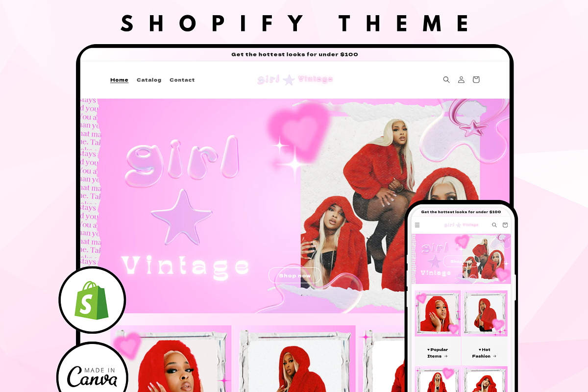 Girly Pink Heart Shopify Theme, a Shopify Template by PLANETSEL (Photo 1 of 6)