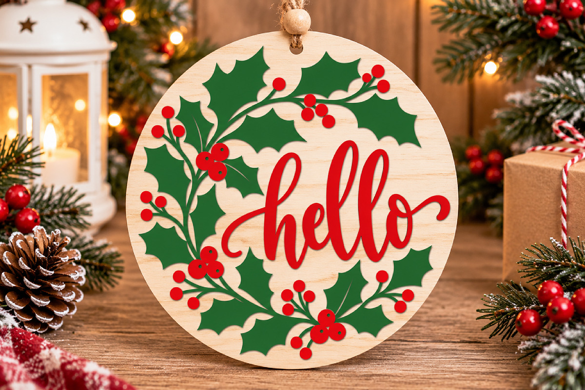 Christmas Hello Ornament Laser Cut, a Seasonal Illustration by Canvas Craft (Photo 3 of 6)