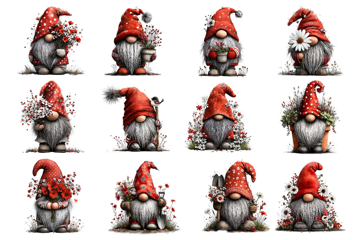 Whimsical Spring Gnome Clipart, an Illustration by GatewayDesign (Photo 2 of 3)