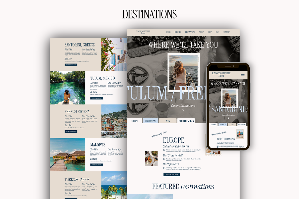 Luxury Travel Agency Showit Website, a Squarespace Template by Warmsoulgallery (Photo 4 of 14)