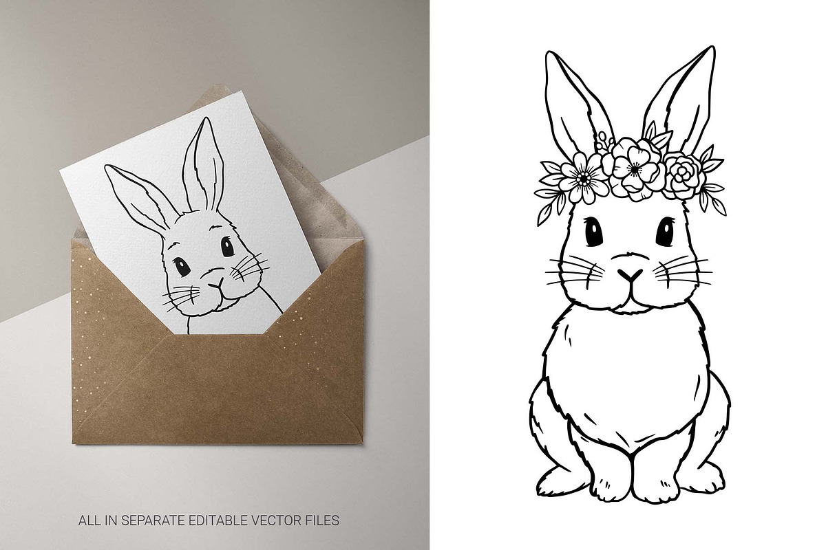 Cute Bunny. Easter Line Art, an Animal Illustration by Irina Ostapenko (Photo 6 of 7)