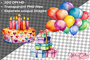 Happy Birthday Clipart Collection, a Decorative Illustration by Watercolor Digital (Thumbnail 6 of 9)