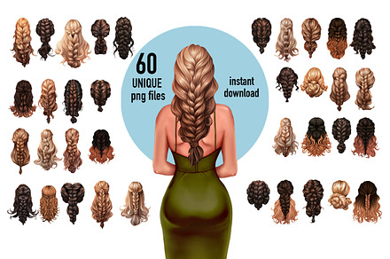 60 unique hairstyles clipart