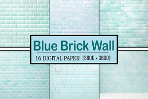 Blue Brick Wall, a Pattern Graphic by Printable Treasure