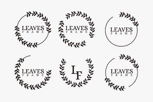 Set of circle leaves frame vector