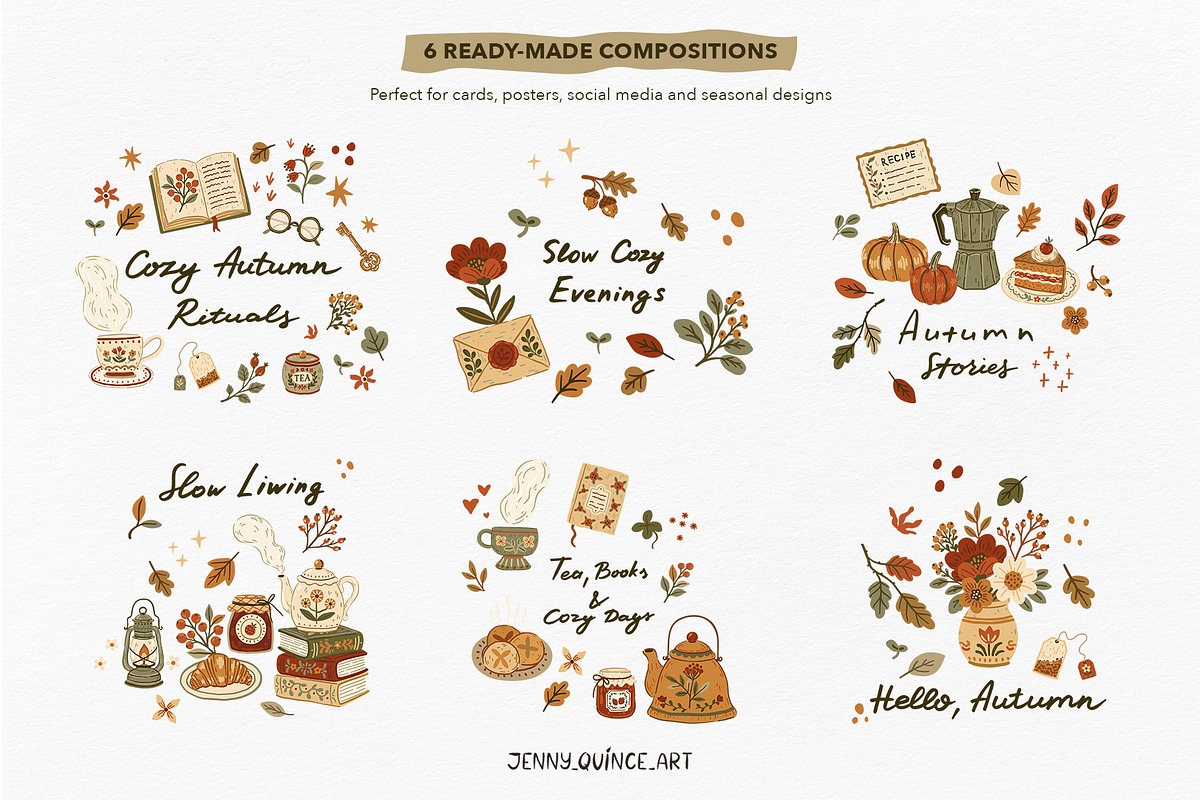 Cozy Autumn Rituals – Vector Clipart, a Decorative Illustration by Jenny Quince (Photo 5 of 12)