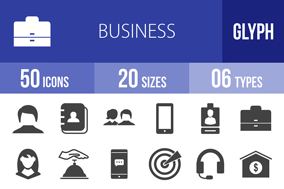 50 Business Glyph Icons