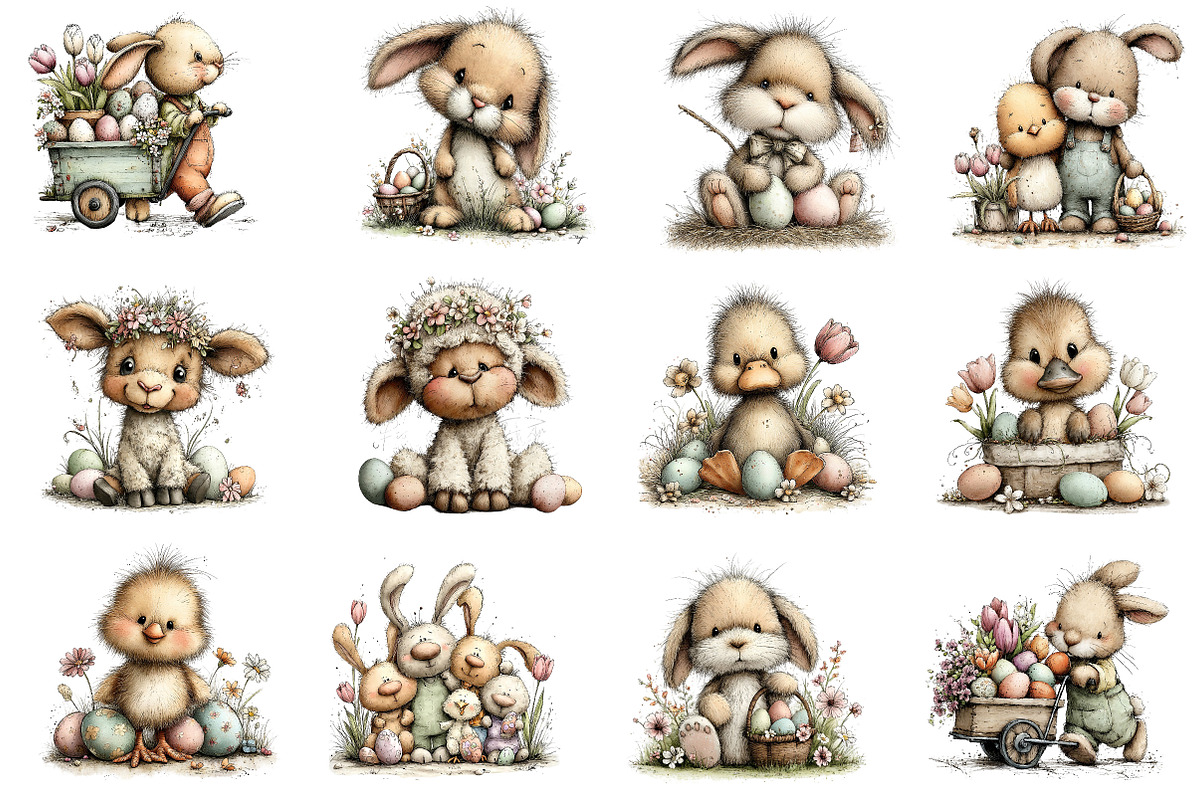 Whimsical Easter Farm Clipart, an Illustration by Dream Creation (Photo 3 of 5)