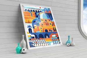 Mediterranean Sea Town Travel Poster